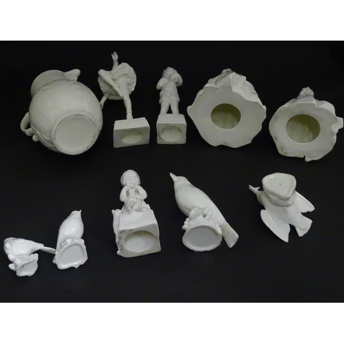 138 - A quantity of ceramic blanks to include models of birds, figures, jug, etc. Largest approx. 8 1/2