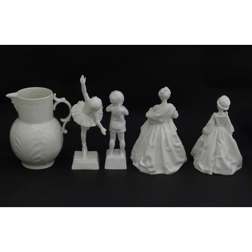 138 - A quantity of ceramic blanks to include models of birds, figures, jug, etc. Largest approx. 8 1/2