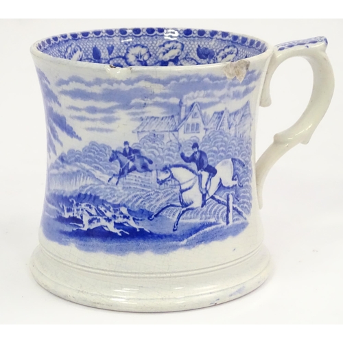 142 - Four Victorian and later ceramics to include a jug with fruiting vine detail, blue and white tankard... 