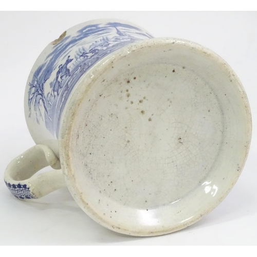 142 - Four Victorian and later ceramics to include a jug with fruiting vine detail, blue and white tankard... 