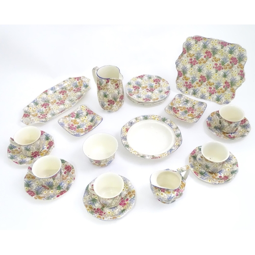 163 - A quantity of Royal Winton tea wares in the Marguerite pattern to include cups, saucers, milk jug, s... 