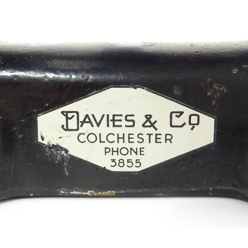 165 - Cast iron balance scales by Davies & Co. of Colchester. Together with eight weights. Approx. 11