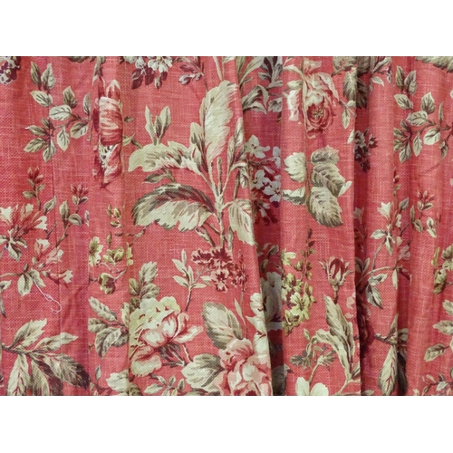 240 - A pair of full length lined curtains in Andrew Martin Botanist Red with a triple pinch pleat heading... 