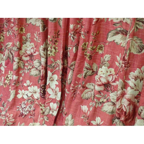 240 - A pair of full length lined curtains in Andrew Martin Botanist Red with a triple pinch pleat heading... 