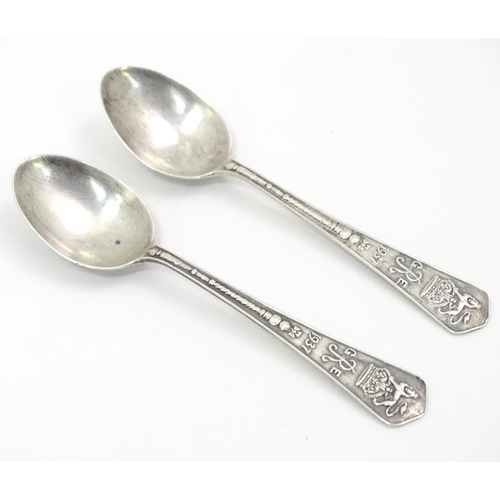 441 - Two silver coronation souvenir spoons for George VI, hallmarked London 1936, Robert Pringle & Son. A... 