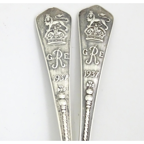 441 - Two silver coronation souvenir spoons for George VI, hallmarked London 1936, Robert Pringle & Son. A... 