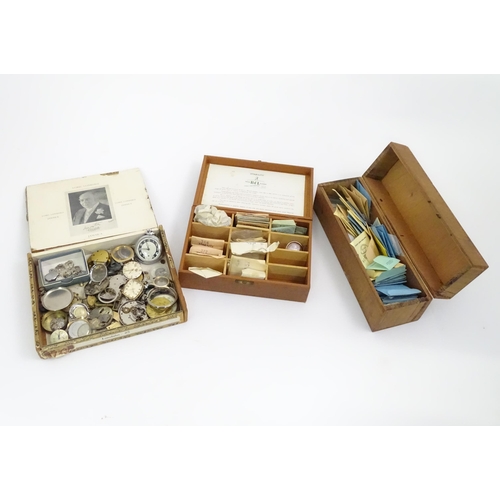 508 - Watchmakers / Repairers Interest : A quantity of assorted pocket watch and wristwatch glasses, spare... 