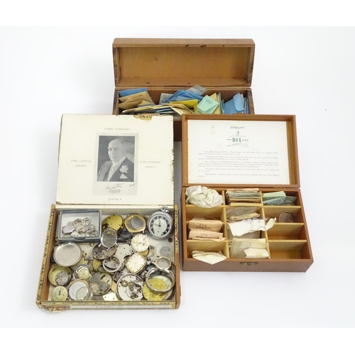 508 - Watchmakers / Repairers Interest : A quantity of assorted pocket watch and wristwatch glasses, spare... 