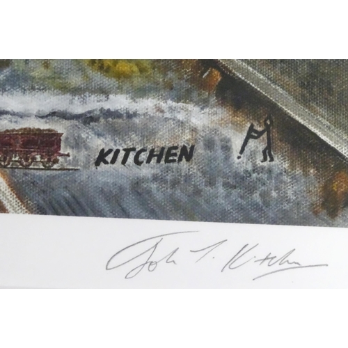 632 - Twelve limited edition signed prints after John T. Kitchen depicting trains, planes and automobiles ... 