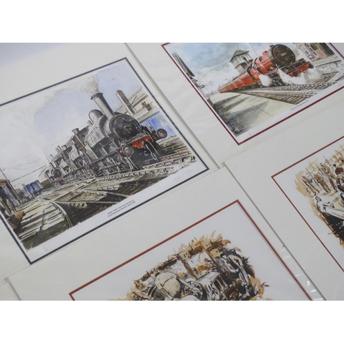 632 - Twelve limited edition signed prints after John T. Kitchen depicting trains, planes and automobiles ... 