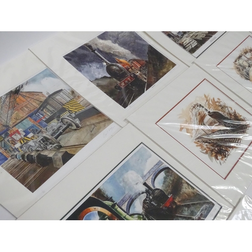 632 - Twelve limited edition signed prints after John T. Kitchen depicting trains, planes and automobiles ... 