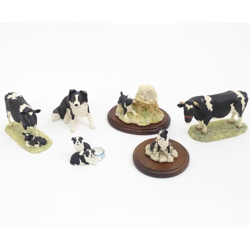 708 - A quantity of Border Fine Arts models of cows and dogs to include Border Collie model no. B0127, Fri... 