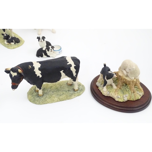 708 - A quantity of Border Fine Arts models of cows and dogs to include Border Collie model no. B0127, Fri... 