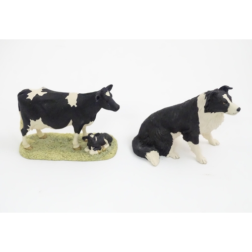 708 - A quantity of Border Fine Arts models of cows and dogs to include Border Collie model no. B0127, Fri... 