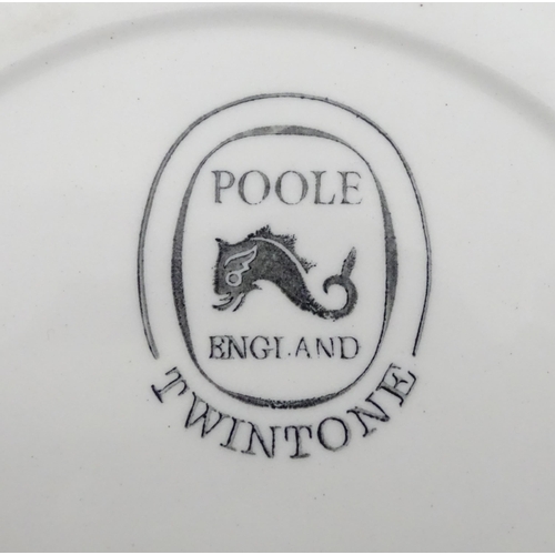 762 - A quantity of Poole Pottery twin tone blue and grey dinner wares to include plates, serving plates, ... 