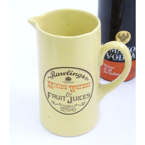 861 - Three advertising jugs for Long John Scotch Whisky, Rawlings Mixing Waters & Fruit Juices, and Roman... 