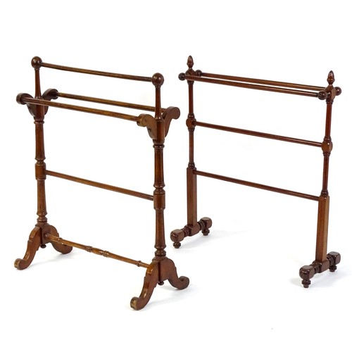 252 - Two 20thC mahogany towel rails. The largest measuring 27