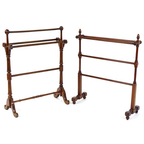 252 - Two 20thC mahogany towel rails. The largest measuring 27