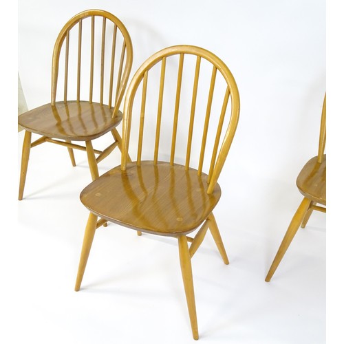 253 - Three elm and beech stick back Windsor chairs in the manner of Ercol. 17