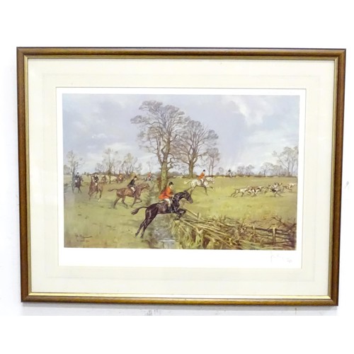 872 - Two hunting prints comprising The Grafton - Away from Hen Wood after Neil Cawthorne and The Grafton ... 