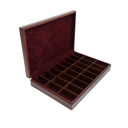 372 - A watch collectors box with 24 sections within. Approx. 17 1/2