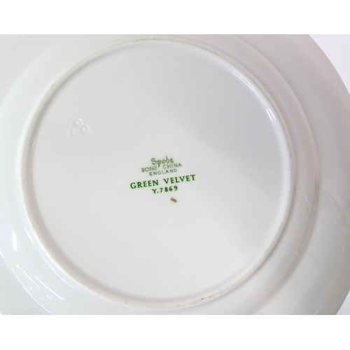 710 - A quantity of Spode dinner wares in the Green Velvet pattern to include plates, gravy boat, milk jug... 