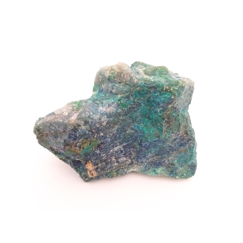 423 - Natural History / Geology Interest: A hardstone specimen geode. Possibly Chrysocolla. Approx. 4 1/4