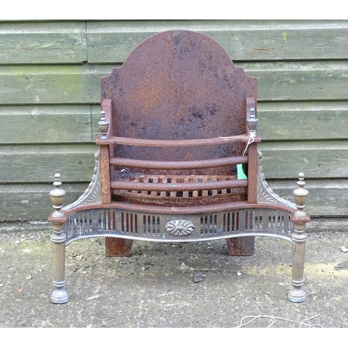 920 - A mid 20thC cast iron and brass fire basket, approx 24