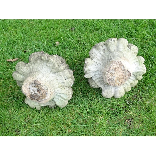 924 - Garden & Architectural : A pair of reconstituted stone finials modelled as fruit baskets with fruit.... 