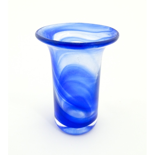 222 - A Swedish Vas Vitreum blue glass vase with flared rim, signed under Vas Vitreum Sweden. Approx. 4 3/... 