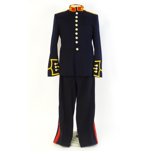 940 - Militaria : a Royal Marines bandsman's No.1 full dress uniform, the single-breasted tunic with regim... 