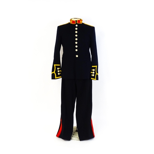 940 - Militaria : a Royal Marines bandsman's No.1 full dress uniform, the single-breasted tunic with regim... 