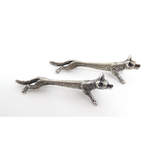 1163 - Three pairs of 20thC silver plate novelty knife rests modelled as hares, foxes and boars. Approx. 3 ... 