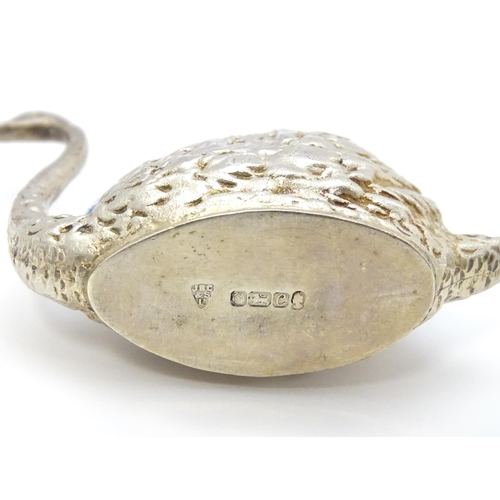 253 - A novelty silver pin cushion of swan form, hallmarked Sheffield 1977, maker J. B. Chatterley & Sons ... 