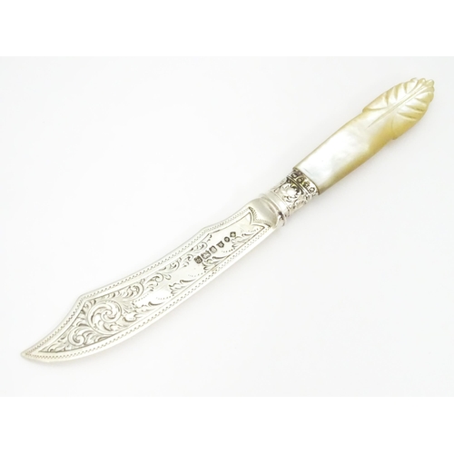 341 - Six assorted silver butter knives to include two examples with mother of pearl handles on hallmarked... 