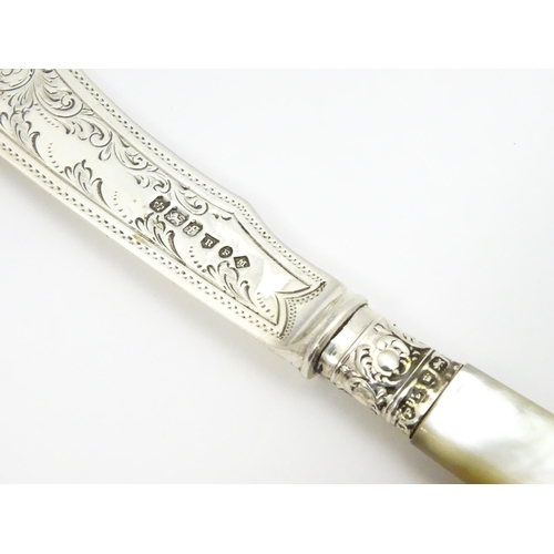 341 - Six assorted silver butter knives to include two examples with mother of pearl handles on hallmarked... 