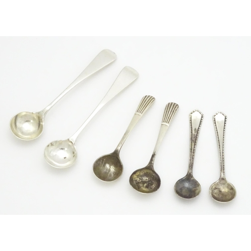 361 - Three pairs of silver salt spoons, largest pair hallmarked London 1891 maker John Aldwinckle & Thoma... 