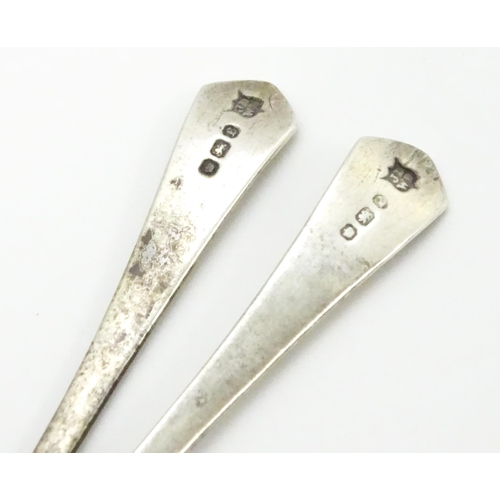 361 - Three pairs of silver salt spoons, largest pair hallmarked London 1891 maker John Aldwinckle & Thoma... 