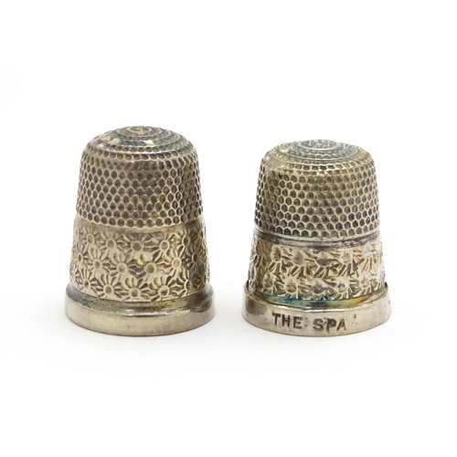 364 - Two silver thimbles hallmarked Birmingham 1928 maker Henry Griffith & Sons Ltd and Birmingham 1925 H... 