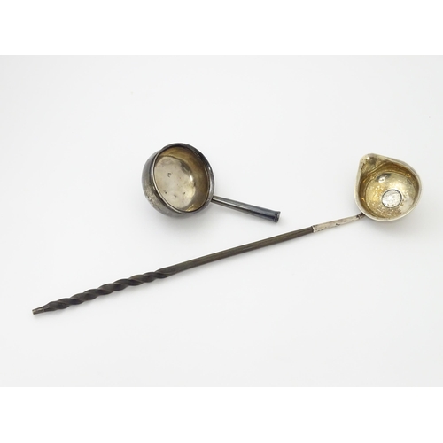 378 - An 18thC toddy ladle with silver bowl hallmarked London 1794 maker Peter and Ann Bateman, together w... 