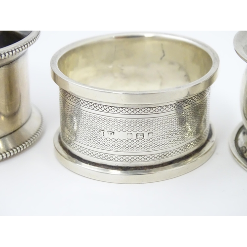 250 - Five assorted silver napkin rings various dates and makers (5)