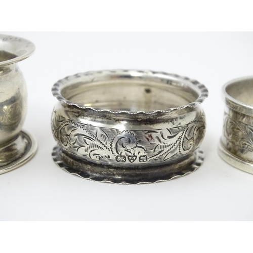 250 - Five assorted silver napkin rings various dates and makers (5)