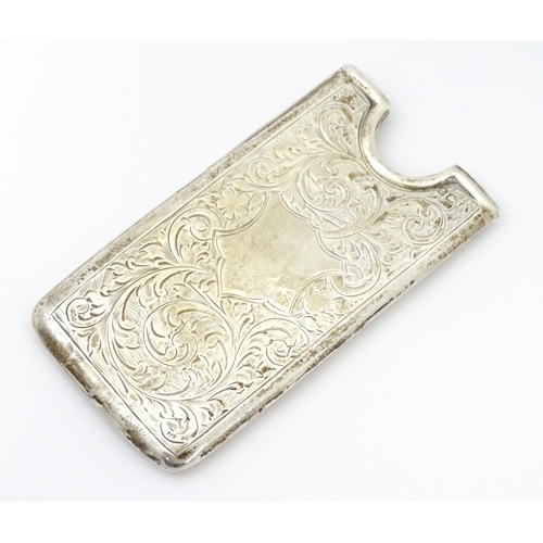 269 - A silver card case with engraved decoration, hallmarked Birmingham c. 1906, maker George Bowen & Son... 