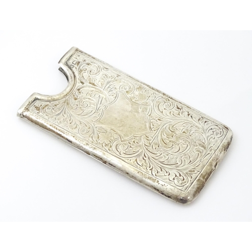 269 - A silver card case with engraved decoration, hallmarked Birmingham c. 1906, maker George Bowen & Son... 