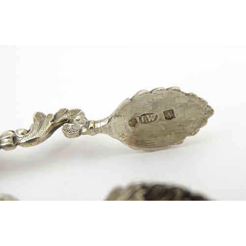 263 - William IV silver sugar nips with foliate detail and laurel chaplet formed handles, hallmarked Birmi... 