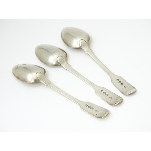 338 - Six 19thC silver teaspoons comprising three hallmarked London 1818 maker Richard Poulden, two hallma... 