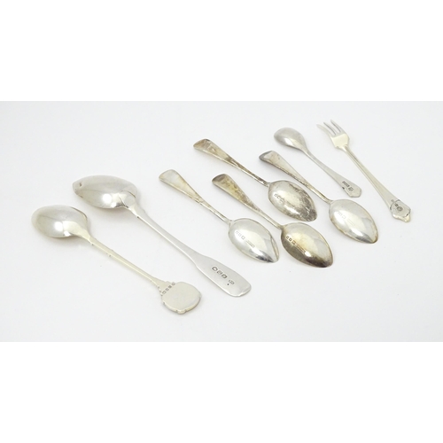 360 - Assorted silver flatware / cutlery to include a Geo III teaspoon, Victorian Kings pattern dessert sp... 