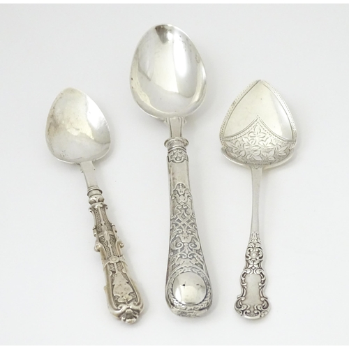 372 - Assorted items to include a Victorian silver preserve spoon hallmarked Birmingham 1896, a Victorian ... 