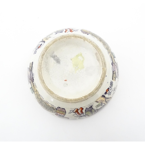 72 - A Scottish bowl with Chinoiserie depicting figures in a landscape. Possibly Bell's Pottery. Approx. ... 