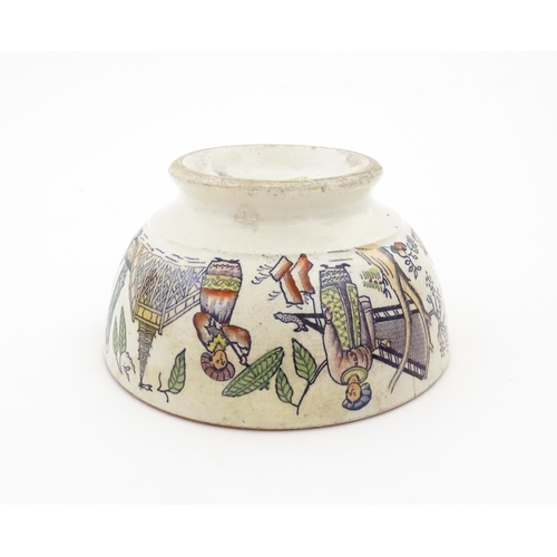 72 - A Scottish bowl with Chinoiserie depicting figures in a landscape. Possibly Bell's Pottery. Approx. ... 